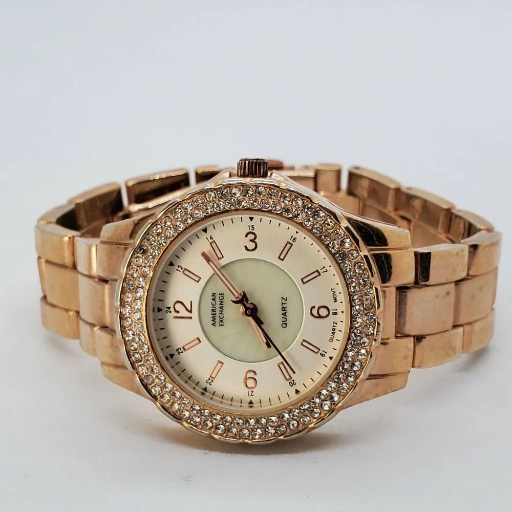 American Exchange 34MM Women's Watch White Dial Gold‎ Bracelet 7